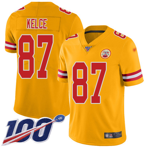 Men Kansas City Chiefs #87 Kelce Travis Limited Gold Inverted Legend 100th Season Football Nike NFL Jersey->kansas city chiefs->NFL Jersey